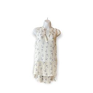 Nautical Swim Cover Up Sheer Anchor Hi Low Juniors Medium Pre-owned Tank Hi Lo